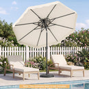 9 FT Solar LED Patio Umbrella Push-Button Tilt and Crank 24 LED Lights and 8 Ribs