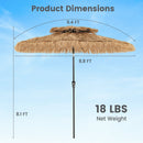 9 Feet Thatched Tiki Umbrella with 8 Ribs