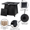 9 Piece Weatherproof Rattan Patio Conversation Set with 30 Inches Propane Fire Pit Table and Dust Covers