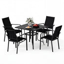 5 Pieces Patio Dining Set for 4 Outdoor Square Table and Stackable Chairs