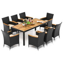 9 Pieces Outdoor Dining Set with Acacia Wood Tabletop