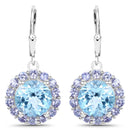 9.96 Carat Genuine Blue Topaz and Tanzanite .925 Sterling Silver Earrings