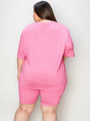Basic Bae Full Size V-Neck Drop Shoulder T-Shirt and Shorts Set