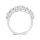 10K White Gold 2 1/2 Cttw Round Natural Diamond 3 Row Band Ring (I-J Color, I1-I2 Clarity) - Ring Size 7