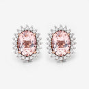 1.61 Carat Genuine Morganite and White Diamond 14K Rose Gold Earrings