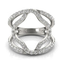 14k White Gold Diamond Flower Style Dual Band Ring (5/8 cttw)