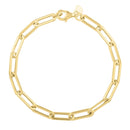 14k Yellow Gold Long Domed Paperclip Chain Bracelet (4.80 mm)