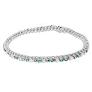 14K White Gold 4 5/8 Cttw Alternating White and Blue Diamond Martini Set Tennis Bracelet (H-I Color, I1-I2 Clarity) - 7" Inches