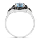 1.19 Carat Genuine Swiss Blue Topaz & Black Diamond .925 Sterling Silver Ring