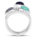4.00 Carat Genuine Multi Stone .925 Sterling Silver Ring