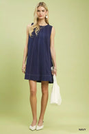 Umgee Linen Sleeveless Swing Dress