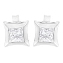 10K White Gold 1/2 Cttw Invisible Set Princess-Cut Diamond Stud Earrings (H-I Color, SI2-I1 Clarity)