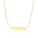 14k Yellow Gold Smooth Flat Horizontal Bar Style Necklace