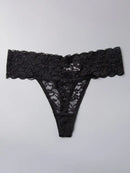 Womens 3pcs Flirty Solid Floral Lace Low-Rise Thongs, Size Medium