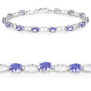 4.29 Carat Genuine Tanzanite .925 Sterling Silver Bracelet