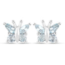 18K White Gold Plated 1.12 Carat Genuine Blue Topaz .925 Sterling Silver Earrings