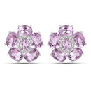18K White Gold Plated 7.74 Carat Genuine Pink Amethyst and White Topaz .925 Sterling Silver Earrings