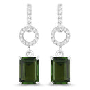2.28 Carat Genuine Green Tourmaline and White Diamond 14K White Gold Earrings