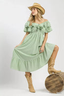 Umgee Textured Ruffle Midi Dress