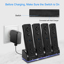 4 Remotes Charging Dock Game Controller Charger 2800mAh Rechargeable Battery Charging Stations w/ LED Indicator for Wii Nintendo