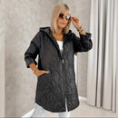 Plus-size Womens Mid-length Hooded Warm And Relaxed-fit Coat