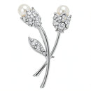 Charter Club Silver-Tone Crystal and Imitation Pearl Tulip Pin