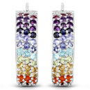 8.79 Carat Genuine Multi Stones .925 Sterling Silver Earrings