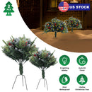 2Pcs Christmas Tree Urn Filler With Light Artificial Lighted Xmas Trees Light with Cones Berries Holiday Planter Filler LED Pathway Pine Tree IP44 Wat