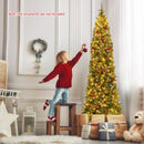 5/6/7/8/9 FT Pre-Lit Artificial Hinged Slim Pencil Christmas Tree