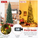 5/6/7/8/9 FT Pre-Lit Artificial Hinged Slim Pencil Christmas Tree