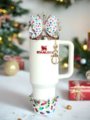 Christmas Lights Glitter Tumbler Bow