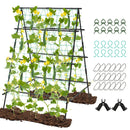 A-Frame Garden Cucumber Trellis with Netting for Climbing Plants Outdoor-Black