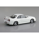 Aoshima: 1/32 The Snap Kit Nissan R34 Skyline GT-R Custom Wheel (White Pearl) Scale Model Kit #11-SP3