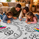 Personalized Unicorn Coloring Doodle Blanket with 12 Fabric Markers