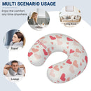 Personalized Hearts Travel Neck Pillow with Name | Pink and White Hearts Pattern | Memory Foam | Valentine's and Romantic Gift