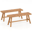 Acacia Wood Outdoor Garden Bench Set of 1/2 with Slatted Seat and 800 lbs Capacity