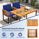 Acacia Wood Patio Dining Table with Metal Frame-Navy