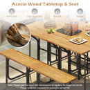Acacia Wood Patio Table Bench Set One-Side Picnic Table and Seat