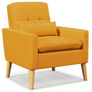 Accent Chair with Lumbar Pillow Natural Rubber Wood Legs Padded Cushions
