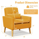 Accent Chair with Lumbar Pillow Natural Rubber Wood Legs Padded Cushions