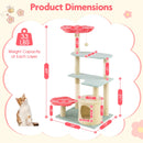 49 Inch Tall Multi-Level Aesthetic Floral Kitten Tower with Flower-Shaped Plush Padded Perch-Multicolor