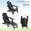 All-Weather HIPS Patio Adirondack Lounge Chair with Retractable Footrest