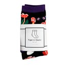 Amanita Trippy Mushroom Black Cotton Crew Socks | Dark Botanical Aesthetic | Poisonous Mushroom