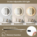 Anti-Fog Round Led Bathroom Mirror with 3 Color LED Lights