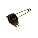Antique Bronze Owl Safety Pin Brooch | Shawl Pin