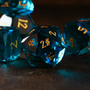 Aquamarine Multifaceted Glass Dice Set