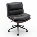 Armless Office Chair with Curved Backrest and Padded Seat
