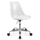 Armless Rolling Office Chair with Swivel Seat and PU Leather Cushion-Clear