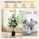 Artificial Camellia Tree in Cement Pot 35.5" Faux Flower Plant