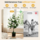 Artificial Camellia Tree in Cement Pot 35.5" Faux Flower Plant
